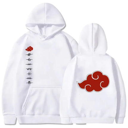 Naruto Logo Print with Plush Hooded Casual Loose Fit Men's Couple Hoodie