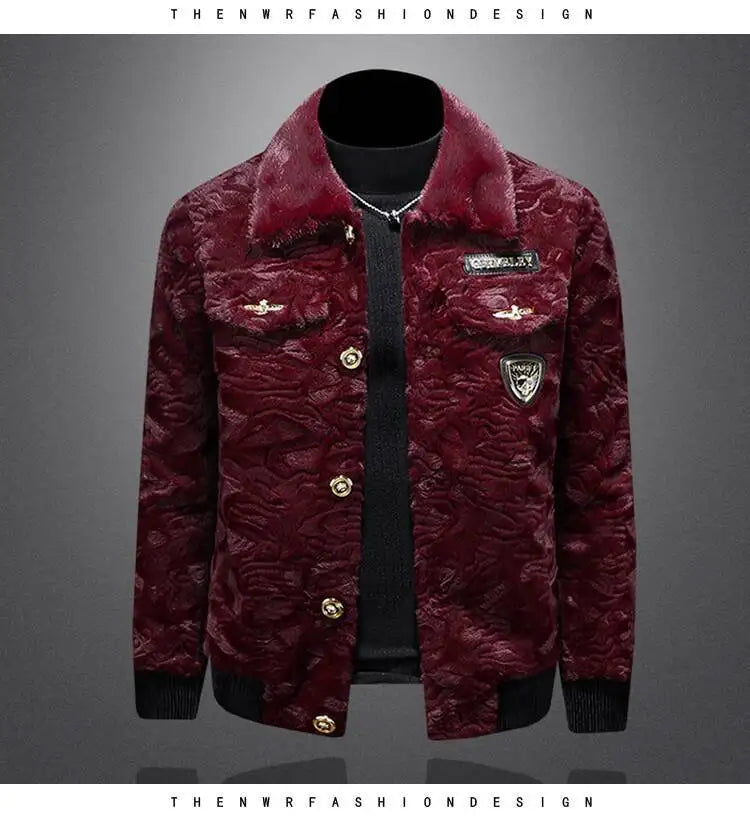 Winter Men Gold Mink Fur Thickened Sheepskin Water-Repellent One-Piece Collar Coat Mens Wool Trench Coat Manteau Homme Hiver