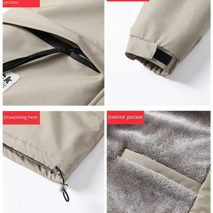 Plus Size Male Waterproof Windproof Hooded Jacket Autumn Winter New Fashion Men Casual Loose Fleece Thick Warm High Quality Coat