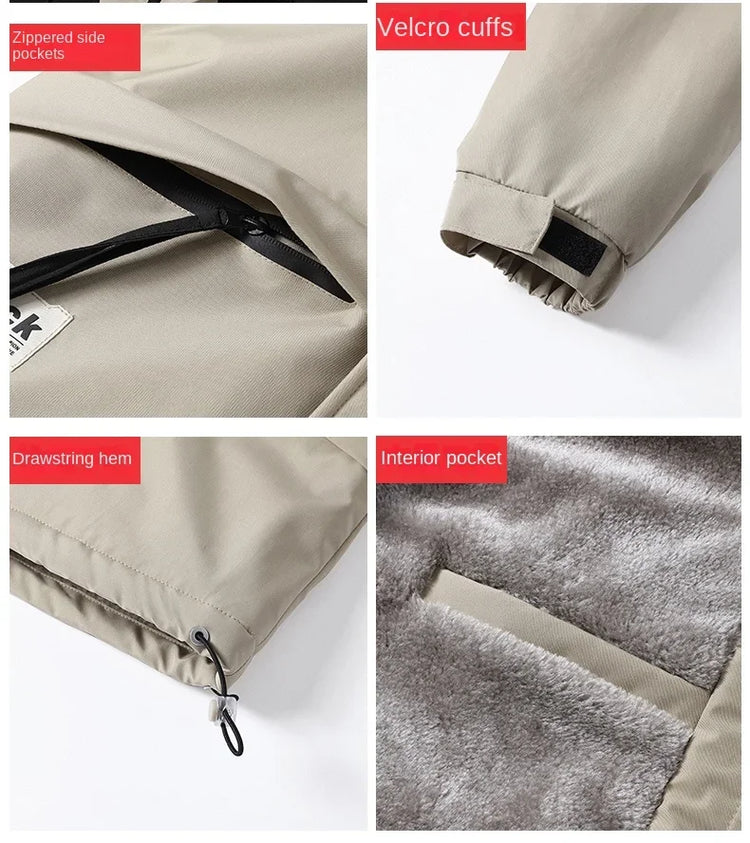 Plus Size Male Waterproof Windproof Hooded Jacket Autumn Winter New Fashion Men Casual Loose Fleece Thick Warm High Quality Coat