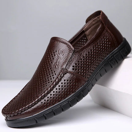 Moda scarpe in vera pelle da uomo piatte traspiranti estive scarpe casual da uomo morbide e confortevoli calzature maschili in pelle KA3559
