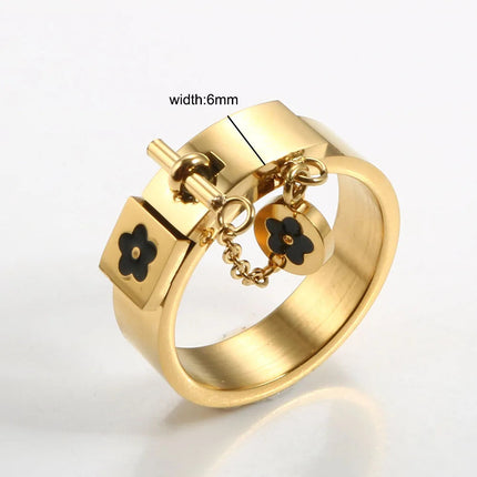 Set di gioielli di moda di lusso in acciaio inossidabile Set di gioielli da donna dorati Bracciale con ciondolo a forma di fiore Anelli per uomo Set di gioielli da donna regalo platinumshop