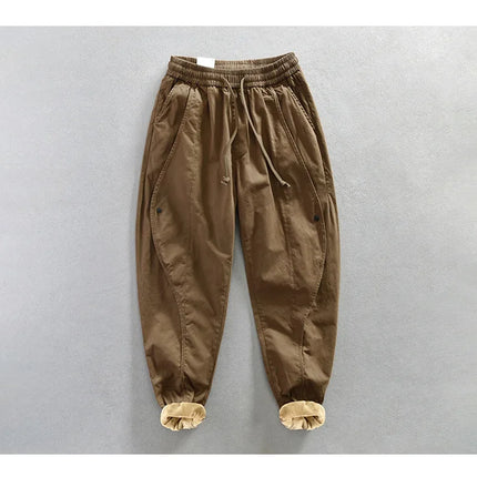 Winter New Thickened 100% Cotton Cargo Velvet Men's Winter Pants Comfortable Soft Keep Warm Retro Street Trousers  AZ640