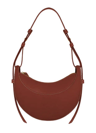Borsa a tracolla a mezzaluna in pelle liscia, con tracolla regolabile, borsa a tracolla minimalista per l'uso quotidiano