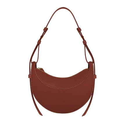 Borsa a tracolla a mezzaluna in pelle liscia, con tracolla regolabile, borsa a tracolla minimalista per l'uso quotidiano