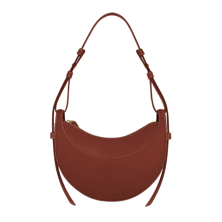 Borsa a tracolla a mezzaluna in pelle liscia, con tracolla regolabile, borsa a tracolla minimalista per l'uso quotidiano