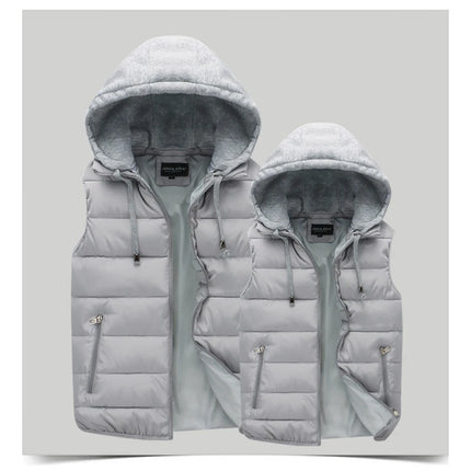 Autumn Winter Mens Warm Down Padded Vests Fashion Men Thermal Windbreaker Waistcoats Men Zipper Hooded Parkas Vests Clothing