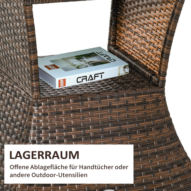 Tavolino da Giardino in Polyrattan Marrone con Porta Ombrellone, Arredo per Esterni, Patio e Balcone, 54x54x55cm, Resistente alle Intemperie
