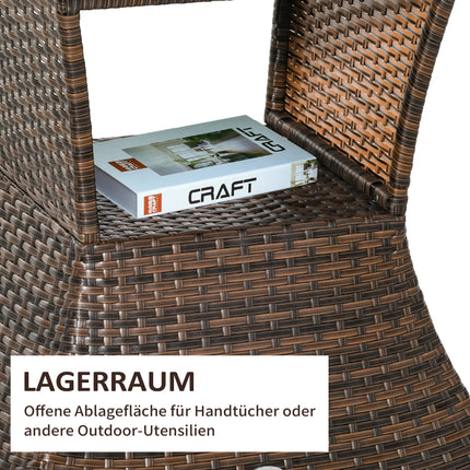 Tavolino da Giardino in Polyrattan Marrone con Porta Ombrellone, Arredo per Esterni, Patio e Balcone, 54x54x55cm, Resistente alle Intemperie