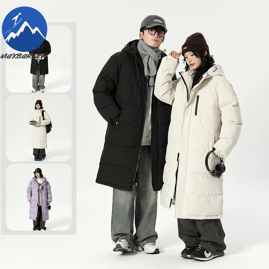 2025 Winter Jacket Couple's Snow Trendy Simple Thickened Cold-proof Long Down Cotton Padded Coat Men Brand Ski Warm Hooded Parka