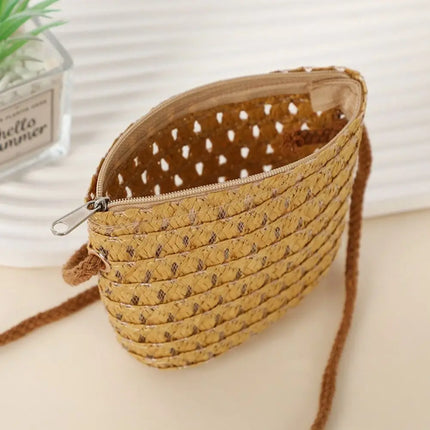 Fashionable Shell-Shaped Straw Bag, Handmade, Summer Beach Bag, Shoulder Bags for Children