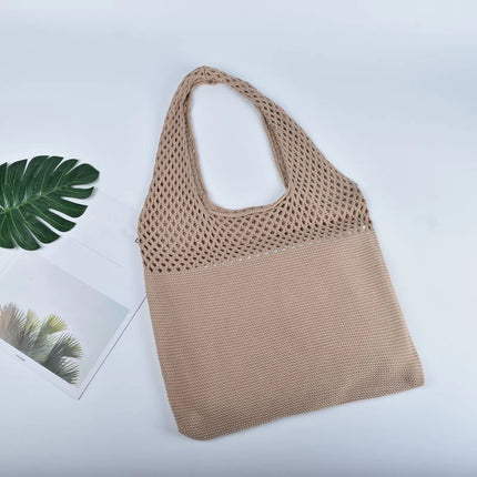 Borse a maglia da donna, borsa tote grande capacità, borsa estiva da spiaggia, borsa grande casual, borse a tracolla intrecciate a nido d'ape, borsa da donna
