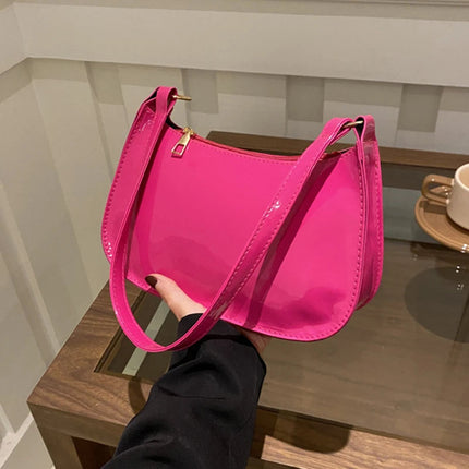 Retro Solid Color PU Leather Shoulder Underarm Bag Women's Fashion Handbags Casual Hobos Purses and Handbag Ladies Hand Bags PlatiNum