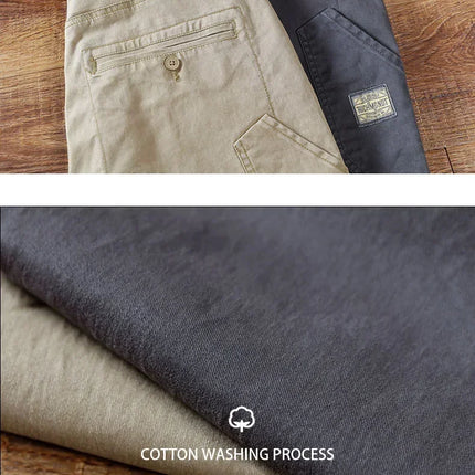Spring Autumn New Men's 97% Cotton Jogging Cargo Long Pants Retro Solid Color Korean Style Straight Loose Casual Pants Male