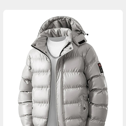 winter casual down cotton jacket Men's bright faced cotton jacket solid color thicken warm men winter coat hooded winter jacket