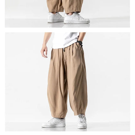 Pantaloni a Gamba Larga da Uomo Oversize Comodi Stile Harajuku Jogger Casual Moda Larga Elastico in Vita Streetwear