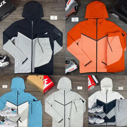 Men's Sports Coat Men's Spring and Autumn New European Size Sportswear Pants Hoodie Hooded Casual Set Tracksuit Men PlatiNum