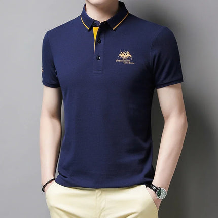 Men's Embroidered Short Sleeve Polo Shirt Casual Fashion Comfortable Summer Top