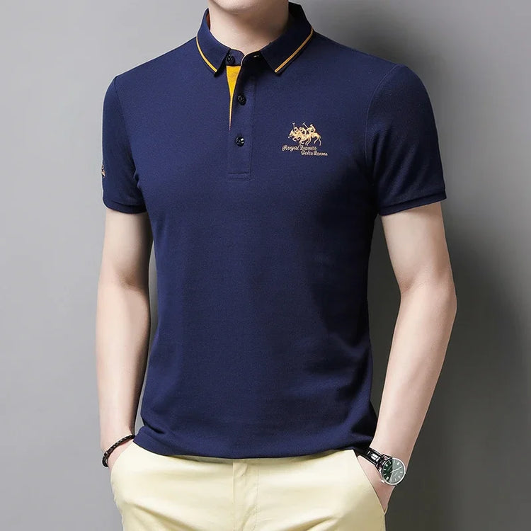 Camicia POLO a maniche corte moda casual ricamata da uomo Top comodo estivo
