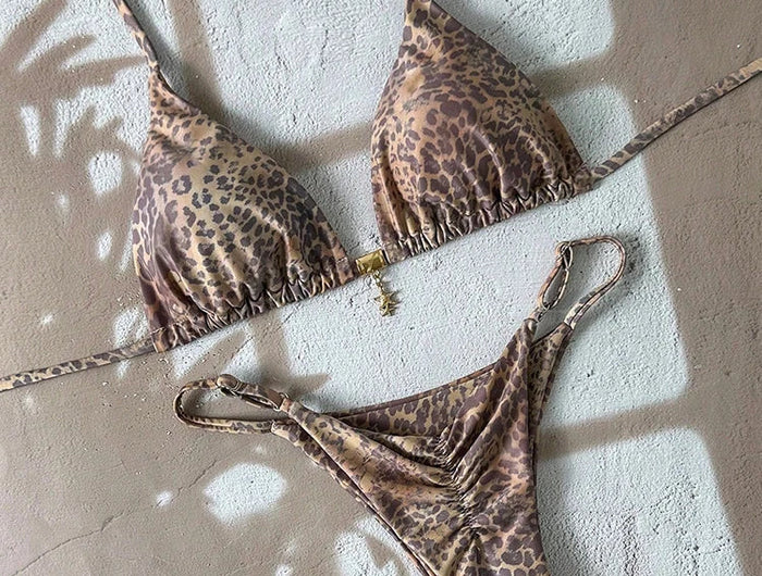 Sexy Leopardo Push Up Bikini Costumi da bagno a due pezzi 2026 Micro Bikini Set Costume da bagno donna Abbigliamento da spiaggia Perizoma Costumi da bagno per donna platinumshop