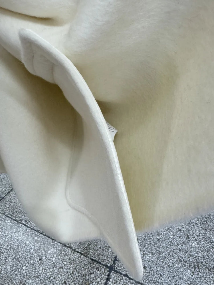 Newest Luxury Coffee Scarf Collar Wool Coat Women Loose Elegant Ladies Autumn Winter Jacket Causal Handmade Women's Jacket2025