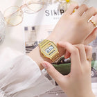 Orologio digitale multifunzione LED da donna retrò unisex F91W Orologio sportivo da polso elettronico da donna in acciaio inossidabile platinumshop