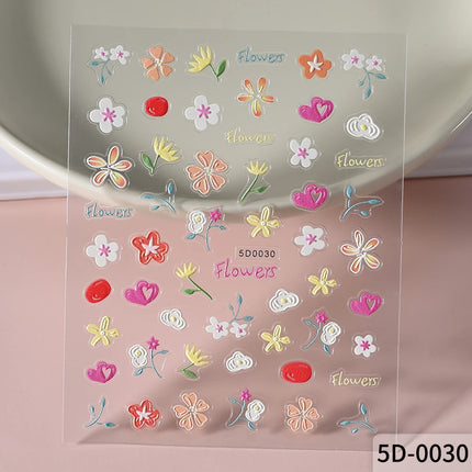 1Pcs 5D Graffiti Kitten Puppy Nail Art Sticker Lovely Lines Animal Cat Embossed Nail Slider Self-Adhesive Cat/Dog Manicure Decal