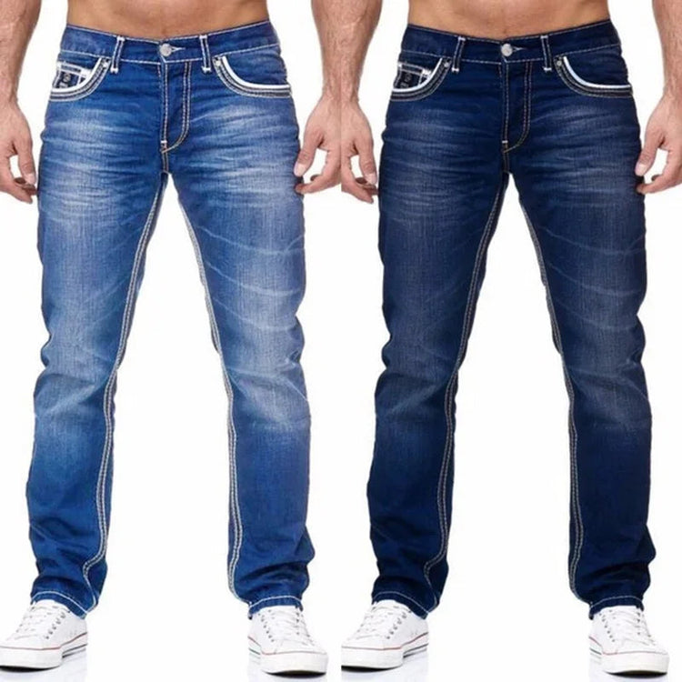 Straight Jeans Men Washed no hole Jean Spring Summer Boyfriend Jeans Streetwear Loose Cacual Designer Long Denim Pants Trousers PlatiNum