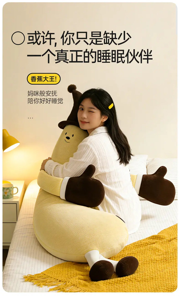 Banana King Soothing Patting Heatable Sleeping Body Pillow For Adult Women Side Sleeper Leg Hugging Pillow For Bedroom Nap Sleep