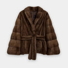 IG 2026 Women Stand Collar Belted Waist Faux Mink Fur Jacket Loose Long Sleeve Luxury Elegant Winter Party Daily Outer Coat