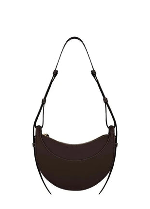 Borsa a tracolla a mezzaluna in pelle liscia, con tracolla regolabile, borsa a tracolla minimalista per l'uso quotidiano