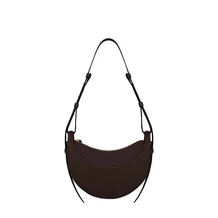 Borsa a tracolla a mezzaluna in pelle liscia, con tracolla regolabile, borsa a tracolla minimalista per l'uso quotidiano