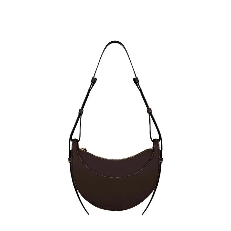 Borsa a tracolla a mezzaluna in pelle liscia, con tracolla regolabile, borsa a tracolla minimalista per l'uso quotidiano