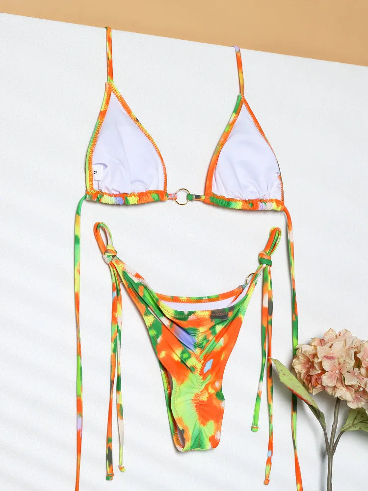 Miyouj Nuovi Bikini Stampati Costumi da bagno Donna Costume da bagno sexy Fasciatura Bikini Set 2024 Beachwear String Costumi da bagno Micro Biquinis platinumshop