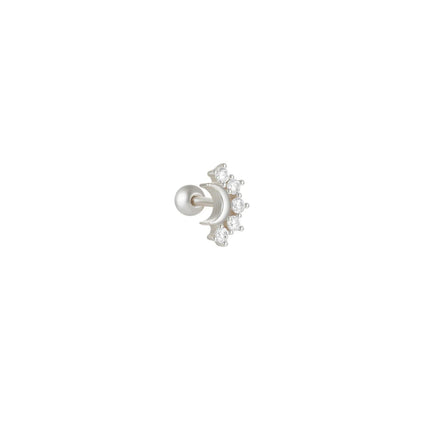 CANNER 1PC 925 Sterling Silver Crown Horse Eye Zircon Heart Flat Head Cartilage Piercing Stud Earring For Women Claasic Earring PlatiNum