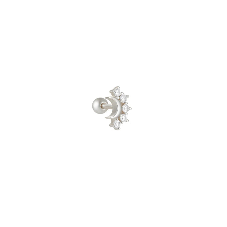 CANNER 1PC 925 Sterling Silver Crown Horse Eye Zircon Heart Flat Head Cartilage Piercing Stud Earring For Women Claasic Earring PlatiNum