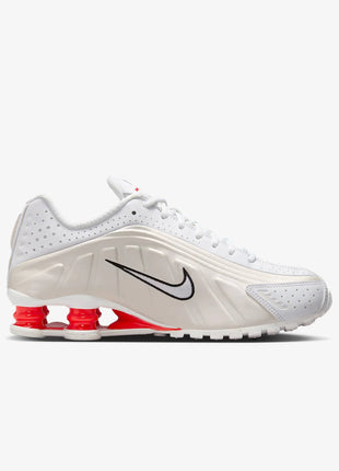 Nike Shox R4 Women's Running Shoes Low-Top Casual Comfort Breathable Wear-Resistant Support White Sail Crimson AR3565-103 PlatiNum