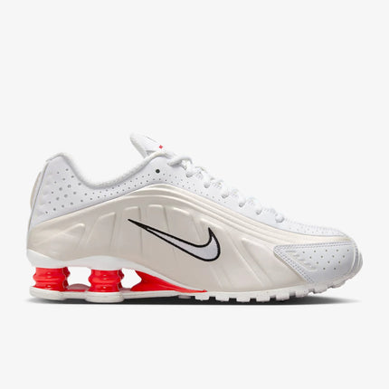 Nike Shox R4 Women's Running Shoes Low-Top Casual Comfort Breathable Wear-Resistant Support White Sail Crimson AR3565-103 PlatiNum