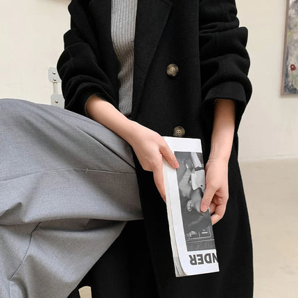 Ladies' 100% Cashmere Thick Double-Sided Extended Coat, Classic, Versatile and Fashionable for Business and Leisure