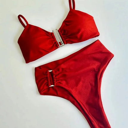 Bikini a Fascia Push-Up Donna 2024, Costume da Bagno Sexy Femminile, Set Bikini Brasiliano con Perizoma, Tinta Unita, Abbigliamento da Spiaggia platinumshop