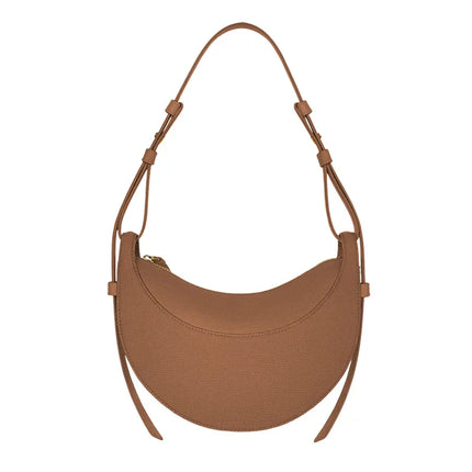Borsa a tracolla a mezzaluna in pelle liscia, con tracolla regolabile, borsa a tracolla minimalista per l'uso quotidiano