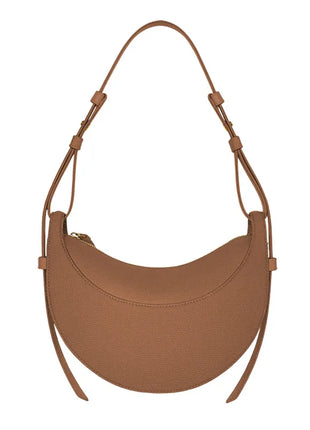 Borsa a tracolla a mezzaluna in pelle liscia, con tracolla regolabile, borsa a tracolla minimalista per l'uso quotidiano