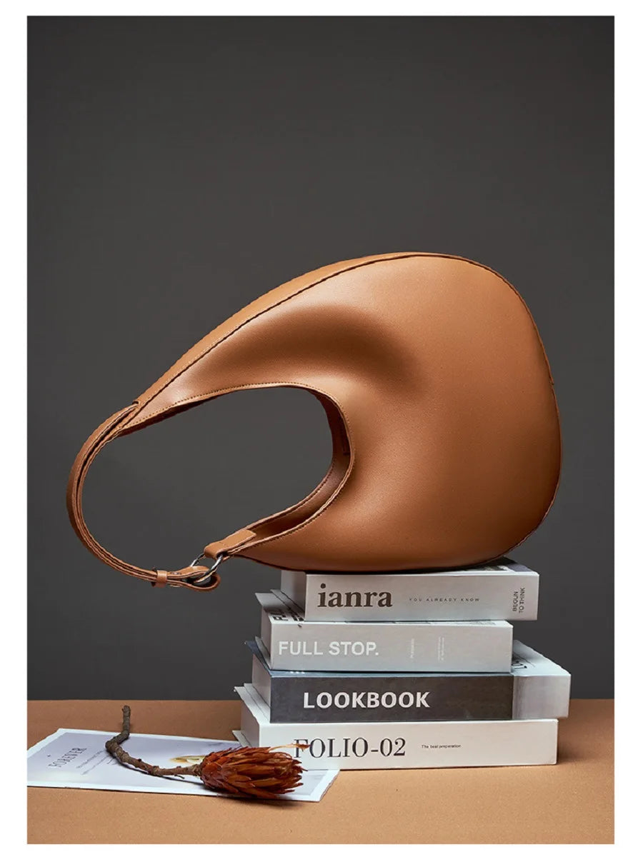2025 New Genuine Leather Women Half Moon Bag Shoulder Ladies Luxury Underarm bag Commuter Shopping Handbag Bag For Women Gift