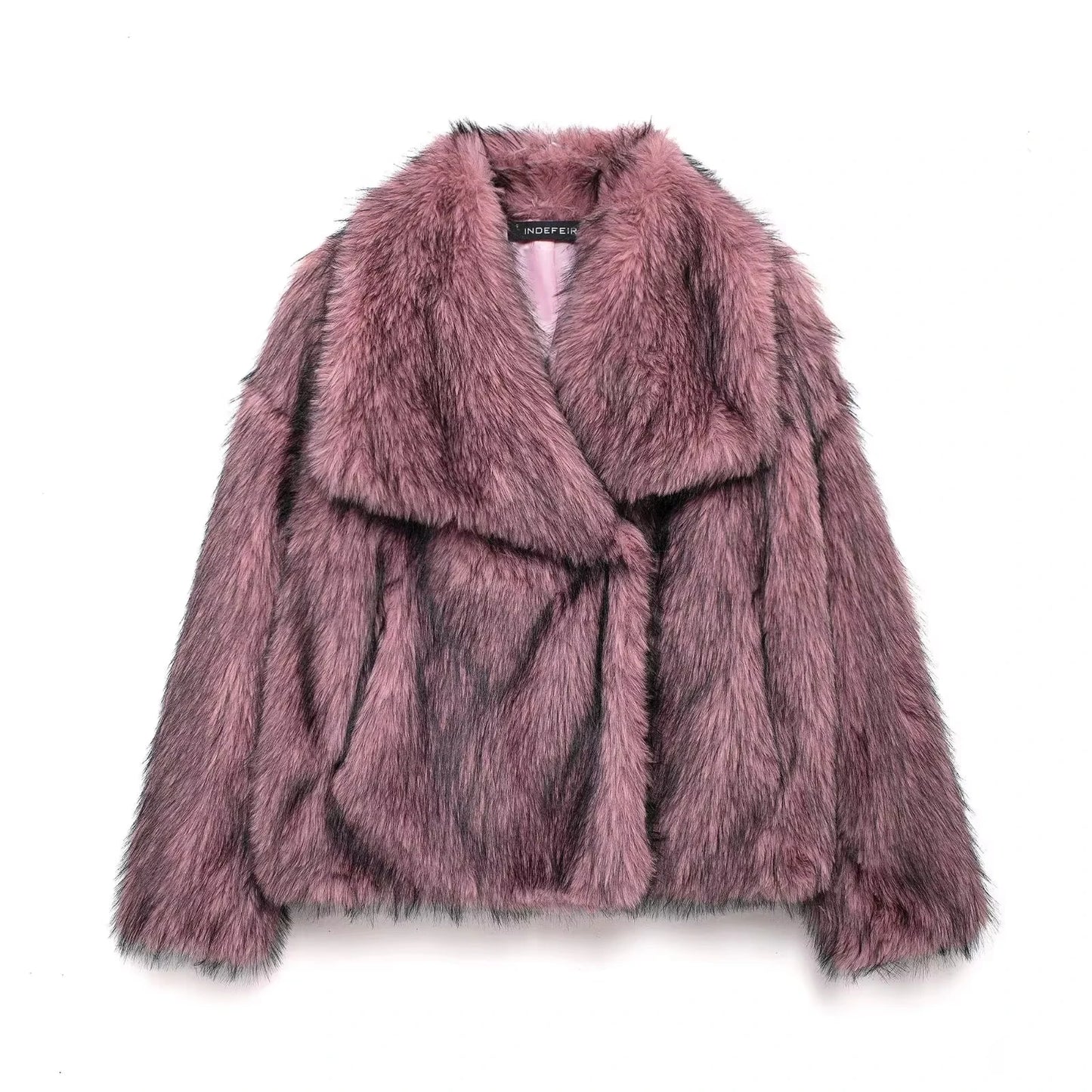 Women Elegant Faux Fur Coat Warm Fluffy Loose Long Sleeve Lapel Jacket Autumn Winter Fashion High Street Lady Outerwear
