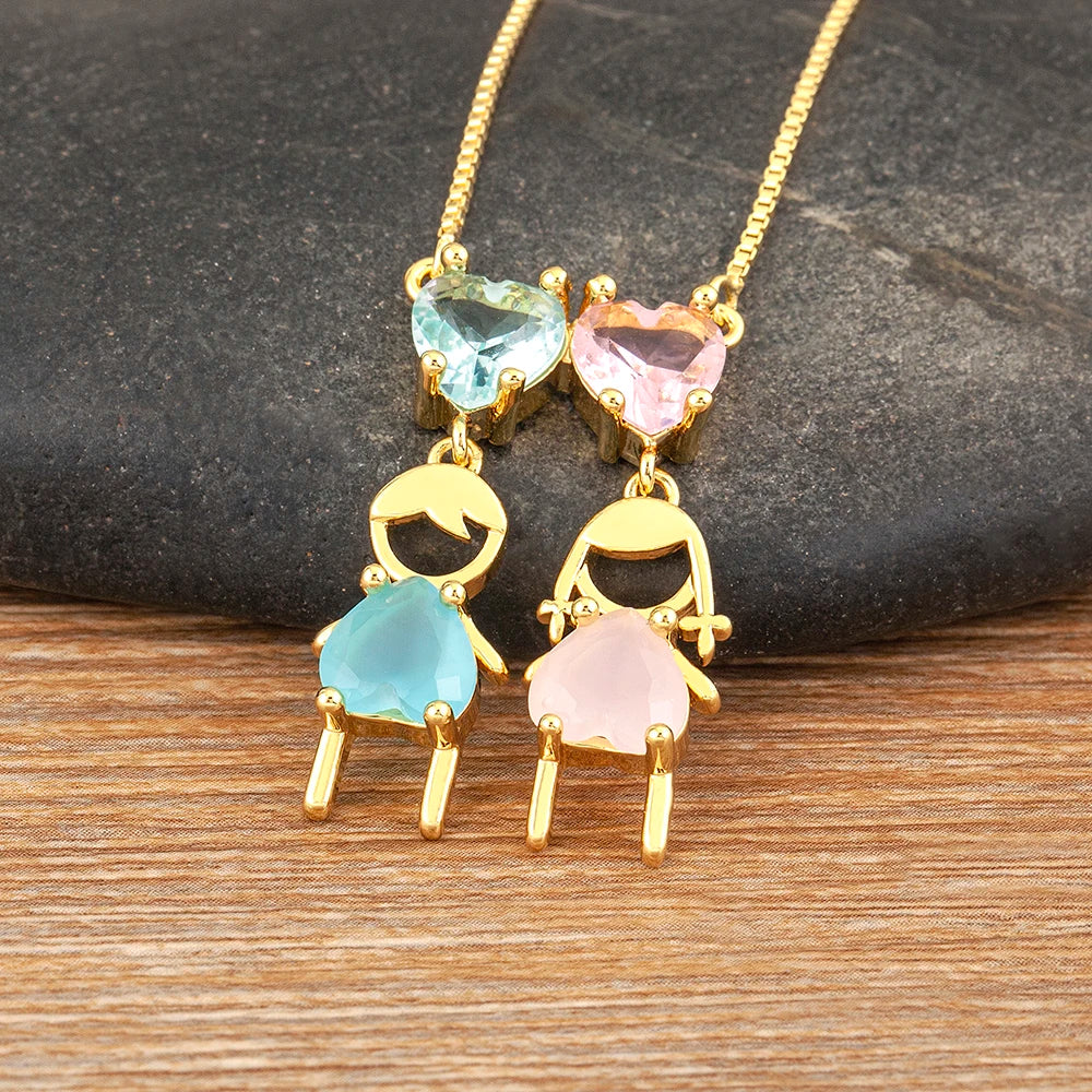 AIBEF Cuore Strass Ragazza e Ragazza Donna Ciondolo Collana Madre Cubic Zirconia Rame Dolce e Carino Gioielli Regalo di Fascino per Bambini