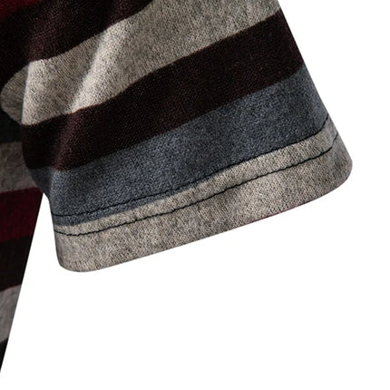 Men's Summer Short Sleeve Polo Shirts, Striped Lapel Collar T-shirts, T19