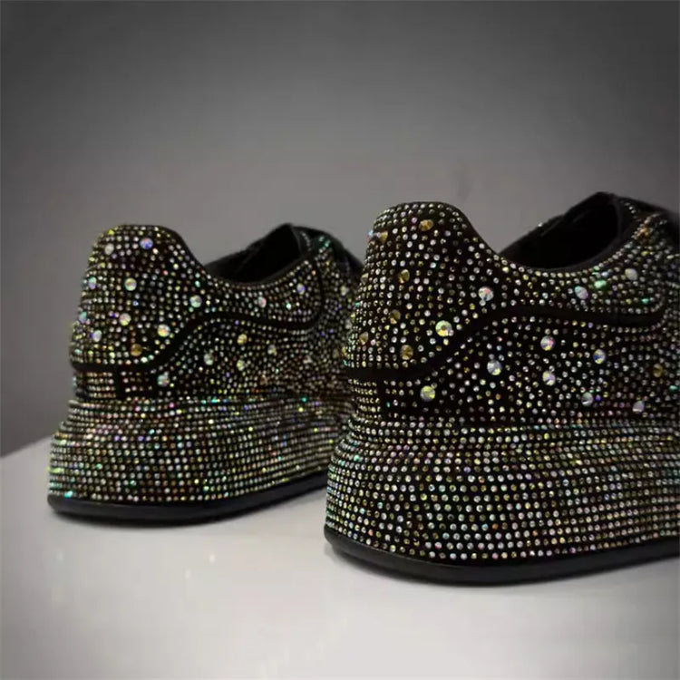 Luxury New Men Rhinestone Lace Up All Match Brand Shoes Causal Flats Loafers Sports Walking Sneakers Zapatos Hombre Vest