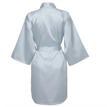 Vestaglia da notte in raso solido, elegante vestaglia da casa con scollo a V a mezza manica e cintura, pigiama da donna