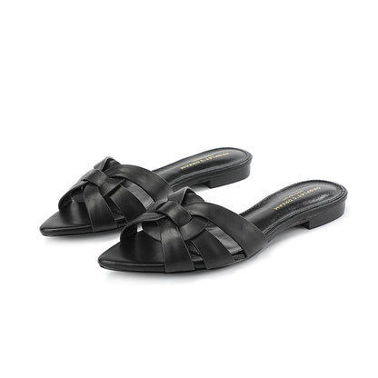 2025 sexy pointed cowhide flat sandals, easily light up your summer shoe cabinet, suitable for summer dates and office work