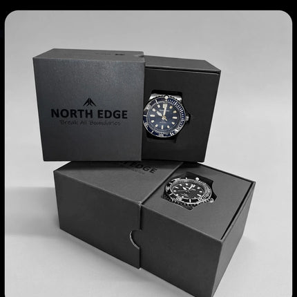 NORTH EDGE NEW Design ABYSS Solar Powered Dive Quartz Wristwatch 200M Waterproof Sports Diving Watch 316L Soft Strap Men Watches